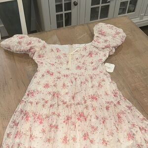 Altar'd State Cream Dress with Pink Floral Print